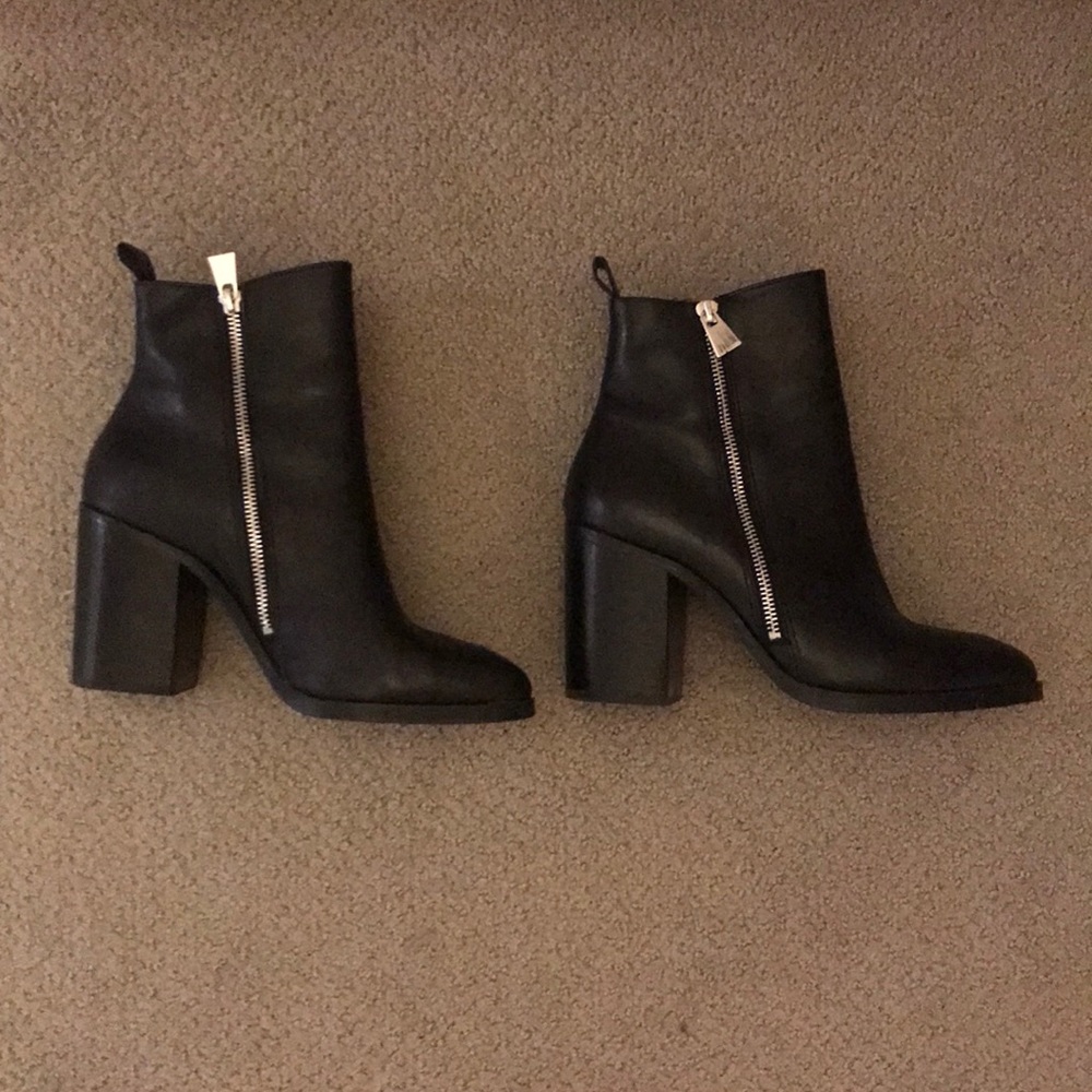 Black Tasha Leather Boots, Steve Madden